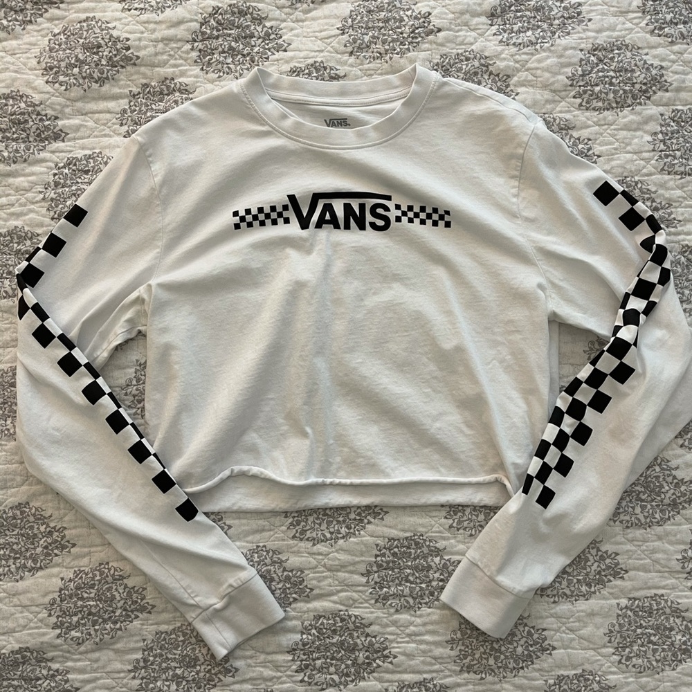 Vans off the wall long sleeve crop top